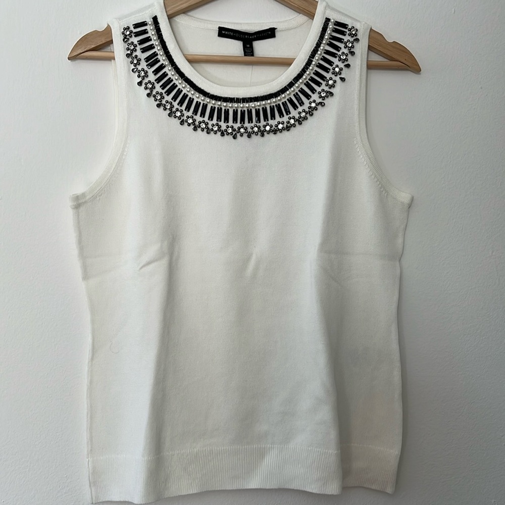 WHBM Beaded Sleeveless Top Size Medium NWT